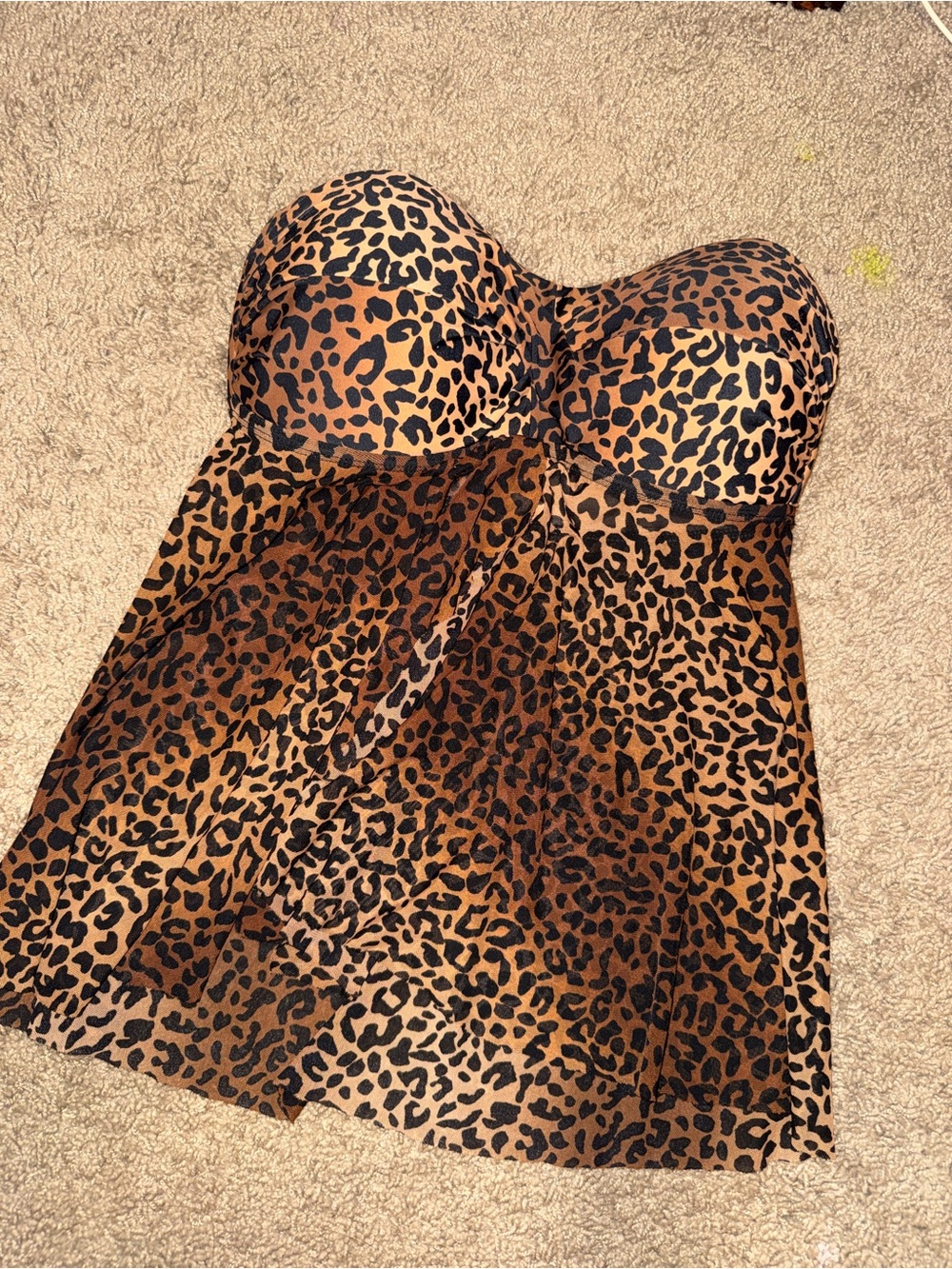 Merona Leopard Print Strapless Bustier Top in Brown and Black
